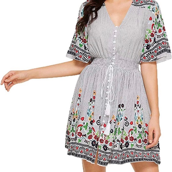 Floral boho button up dress - Picture 6 of 10